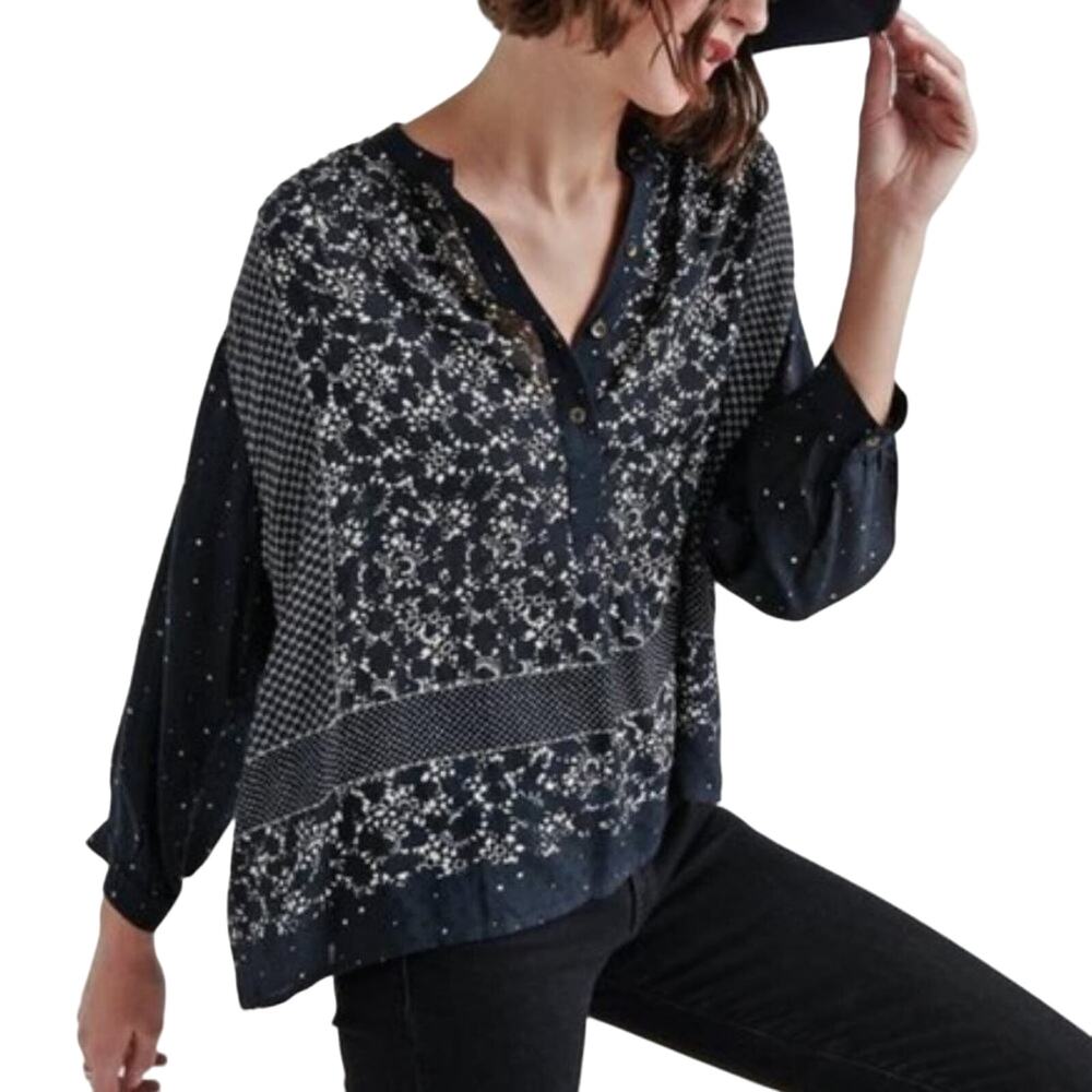 Lucky Brand Boho Peasant Moon Mix Border Top Small